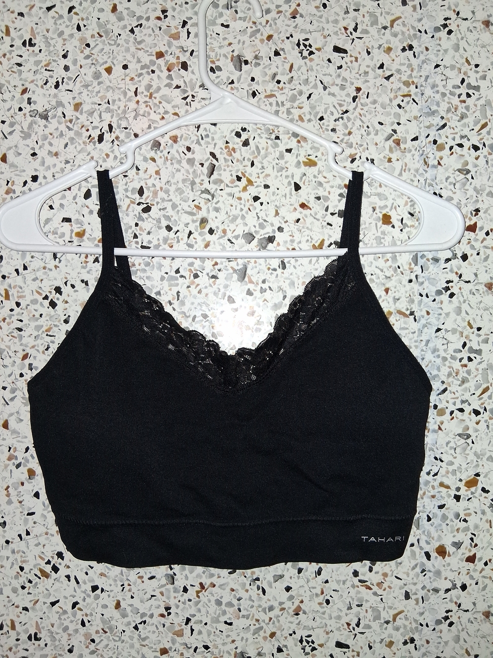 Tahari Black Lace-Trim Wireless Bralette